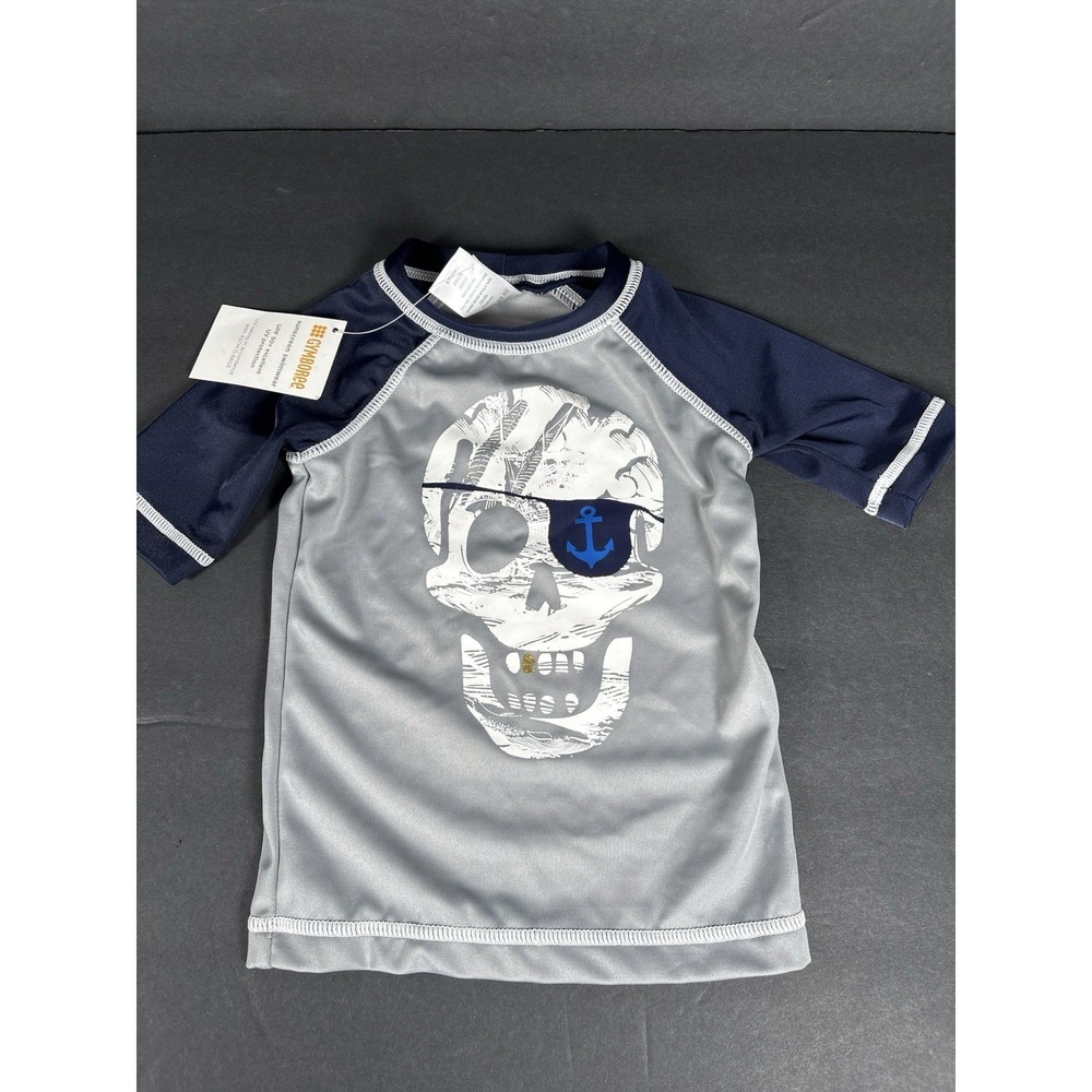 Gymboree Pirate Skull Rash Guard 6-12 Months NWT UPF 50+ Baby Swim Shirt